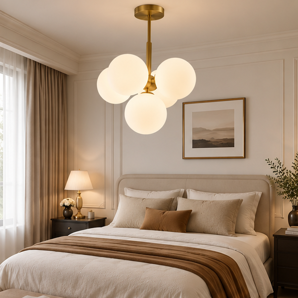 Grape Light Brass Opal White Pendant Chandelier