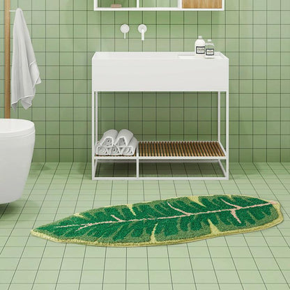LuxRoyale Monstera Leaf Bath Mat - Soft Absorbent Tropical Area Rug-Royale Basic