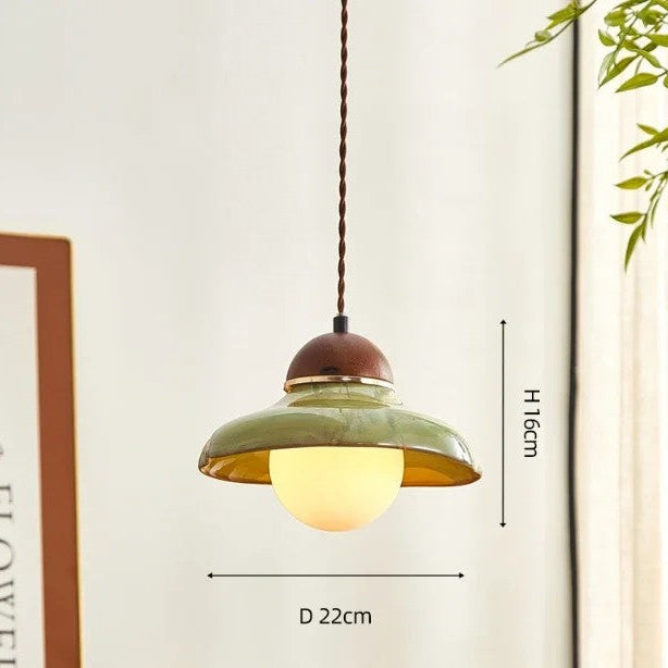 Green ceramic bowl pendant light for kitchen island 0