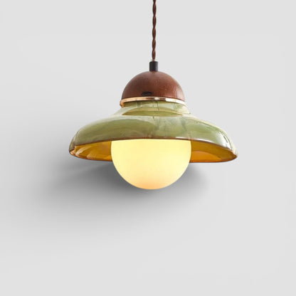 Green ceramic bowl pendant light for kitchen island 1