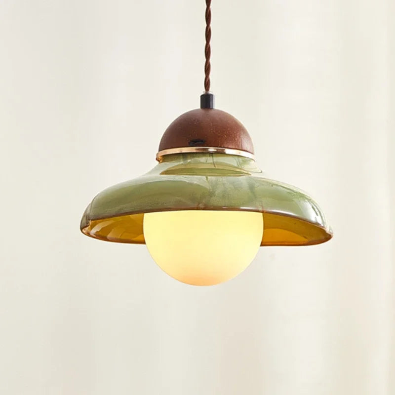 Green ceramic bowl pendant light for kitchen island 2