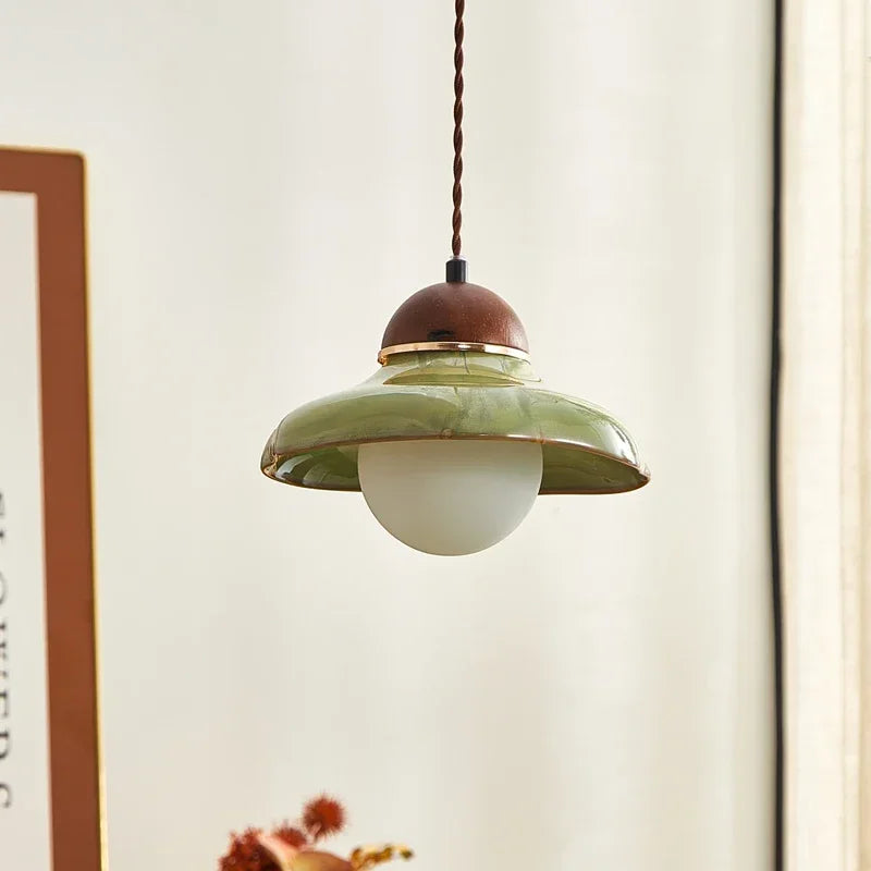 Green ceramic bowl pendant light for kitchen island 3