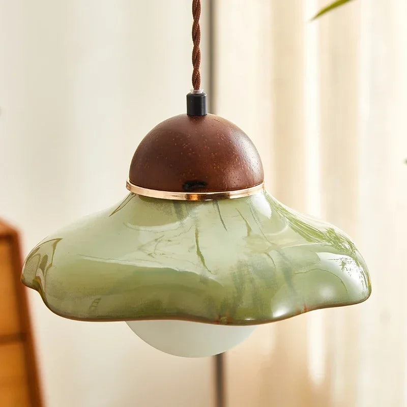 Green ceramic bowl pendant light for kitchen island 4