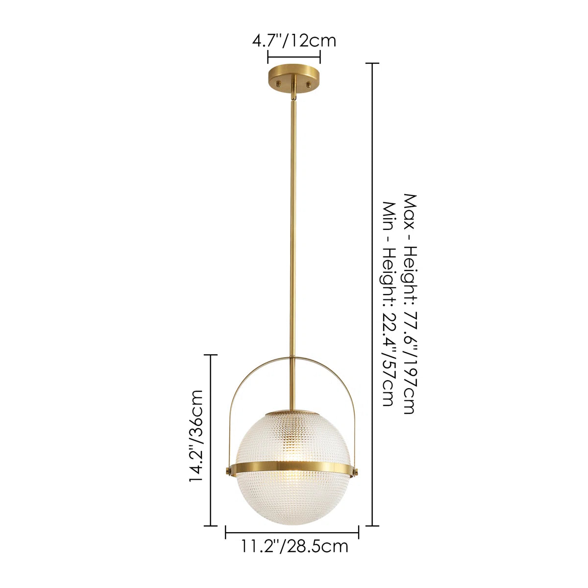 RoyaleGlow Grid Glass Globe Pendant Light Dimmable Kitchen Island Pendant