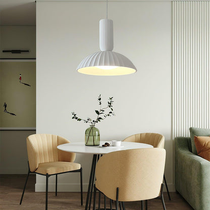 RoyaleGlow Pleated Dome Pendant Light - Modern Fluted Ceiling Fixture for Dining & Kitchen