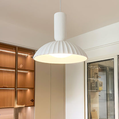 RoyaleGlow Pleated Dome Pendant Light - Modern Fluted Ceiling Fixture for Dining & Kitchen