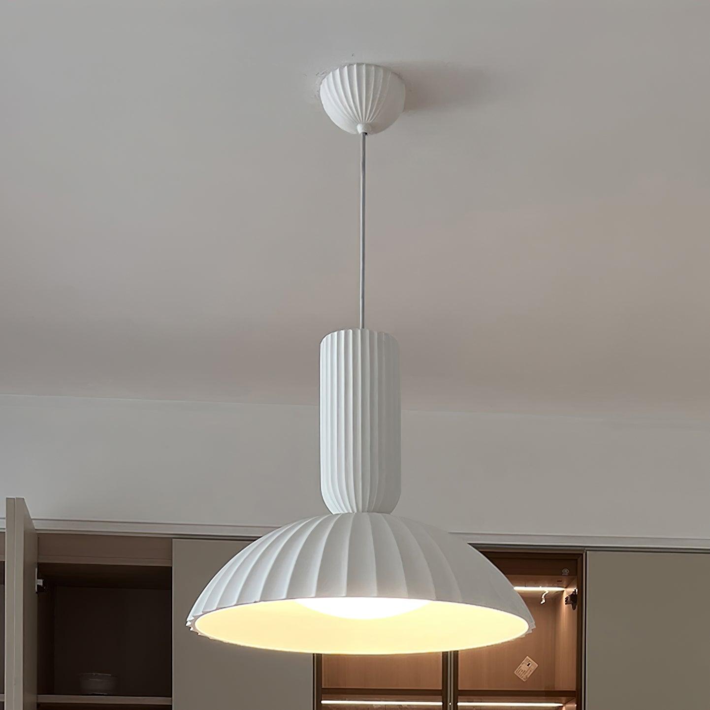 RoyaleGlow Pleated Dome Pendant Light - Modern Fluted Ceiling Fixture for Dining & Kitchen