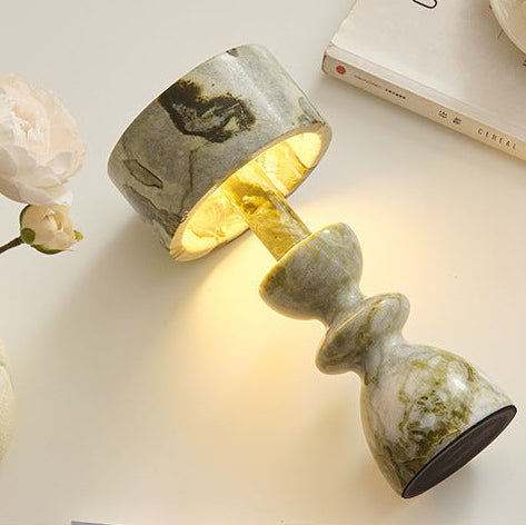 RoyaleGlow Minimalist Marble LED Table Lamp with USB Charging Port