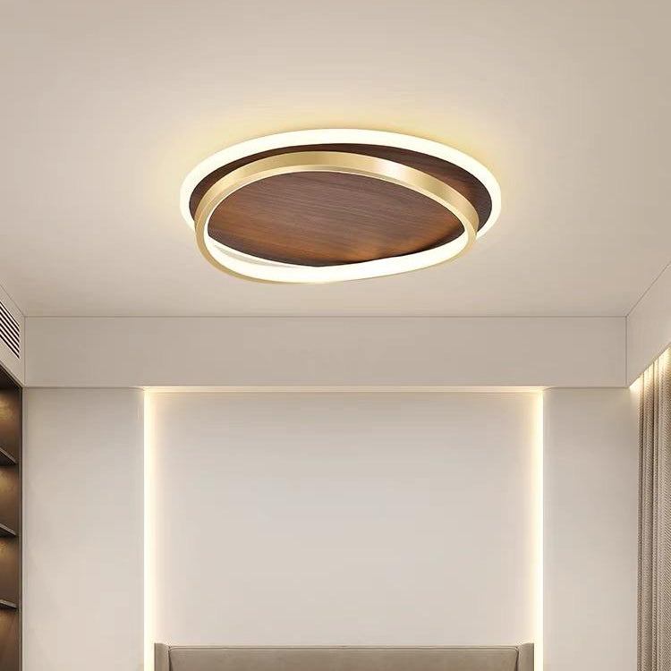 Royelux Dimmable LED Ceiling Light with Walnut Finish - Modern Minimalist Home Decor