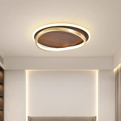 Royelux Dimmable LED Ceiling Light with Walnut Finish - Modern Minimalist Home Decor