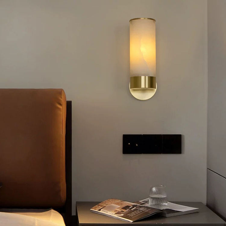 RoyaleGlow Modern Brass & Alabaster Wall Sconce - Elegant Up/Down Lighting