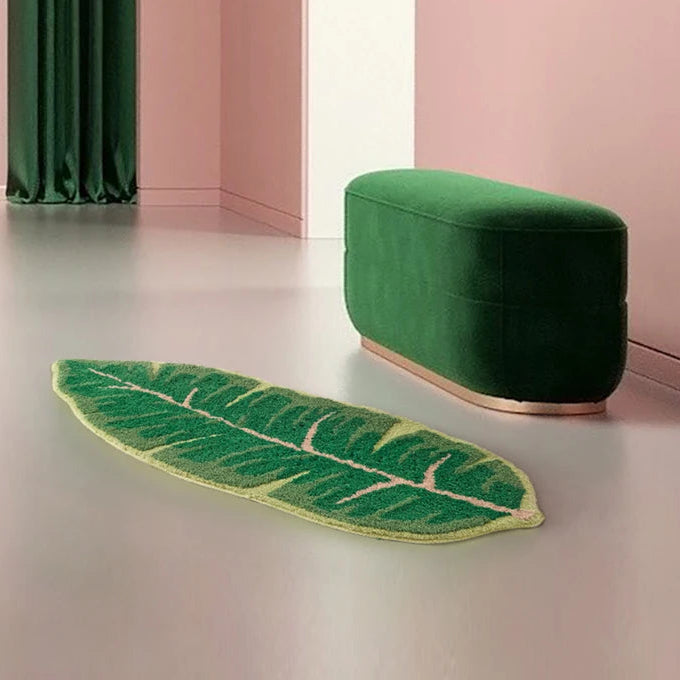 LuxRoyale Monstera Leaf Bath Mat - Soft Absorbent Tropical Area Rug