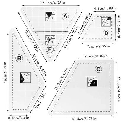 Luxora Creative Quilting Cutting Template (4 Pcs Set)
