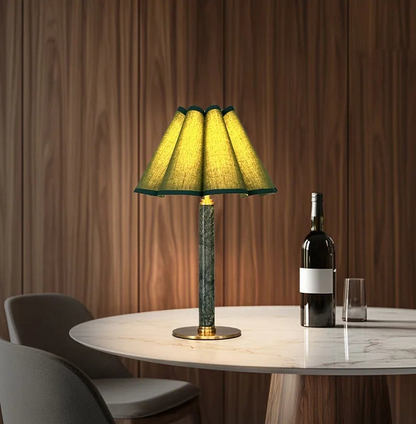 Royelux Modern Alabaster Touch Lamp - Dimmable Cordless LED with Cone Fabric Shade