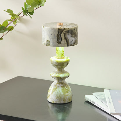 RoyaleGlow Minimalist Marble LED Table Lamp with USB Charging Port