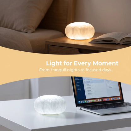 RoyaleGlow Rechargeable Selenite Crystal Lamp for Peaceful Home & Office Decor