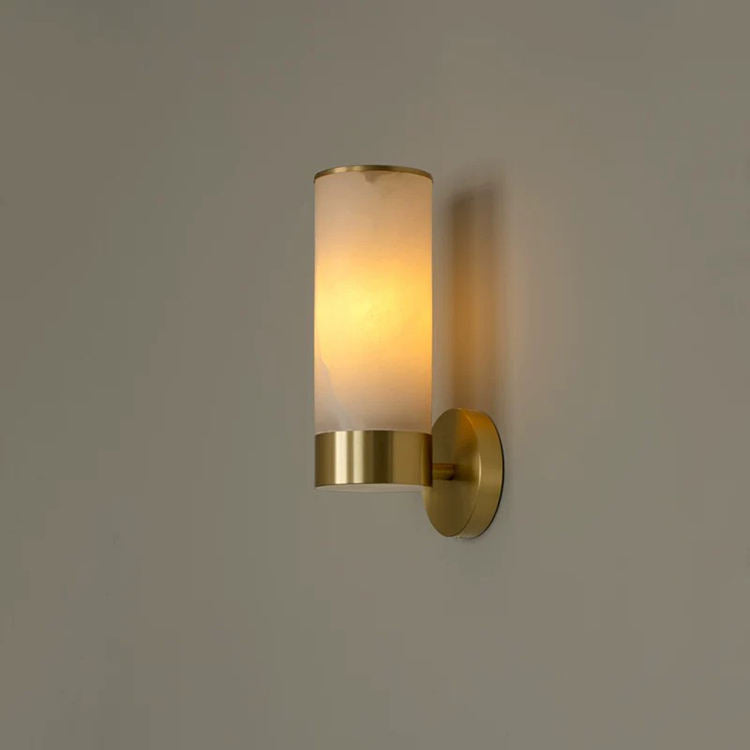 RoyaleGlow Modern Brass & Alabaster Wall Sconce - Elegant Up/Down Lighting