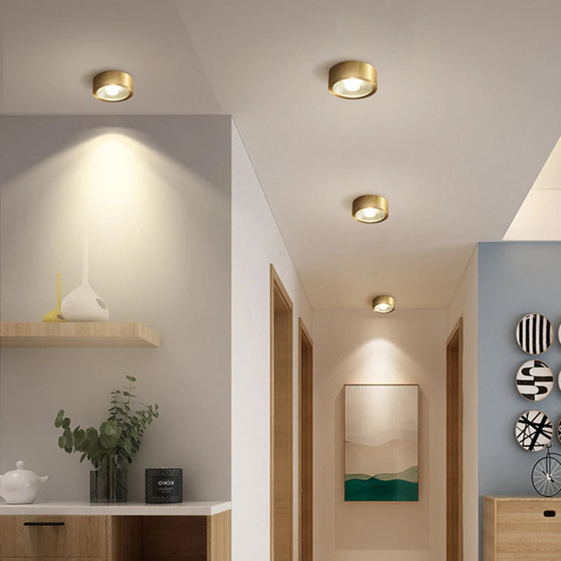 Lumora Copper Flush Mount Built In LED Ceiling Light For Hallway Living Room Bedroom