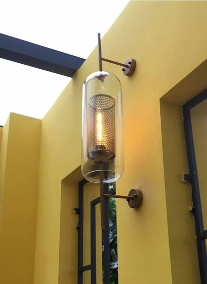 Rayvia Adriel - Modern Honeycomb Brass & Glass Wall Sconce