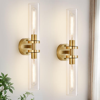 Royelux Modern Clear Glass LED Wall Sconce for Bathroom Vanity & Bedside