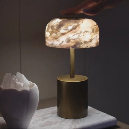 RoyaleGlow Rechargeable Marble Table Lamp - Cordless Dimmable LED for Home & Hotel