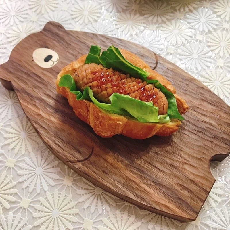 RoyaleGlow Rustic Bear Wood Cutting Board - Unique Animal-Shaped Charcuterie & Serving Tray