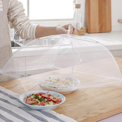 Luxora 3pcs White Foldable Picnic Food Covers Large Dust-Proof Mesh Net Set