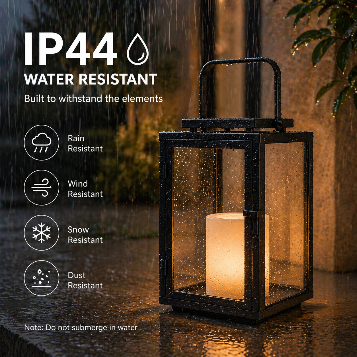 H12 Inch Modern Solar Outdoor Lantern with Flickering LED Candle Black Metal Lantern with Tempered Glass, Minimalist Decorative Lantern for Patio Porch Garden 5