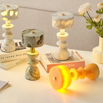 RoyaleGlow Minimalist Marble LED Table Lamp with USB Charging Port