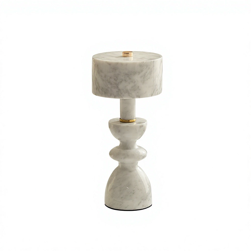 RoyaleGlow Minimalist Marble LED Table Lamp with USB Charging Port