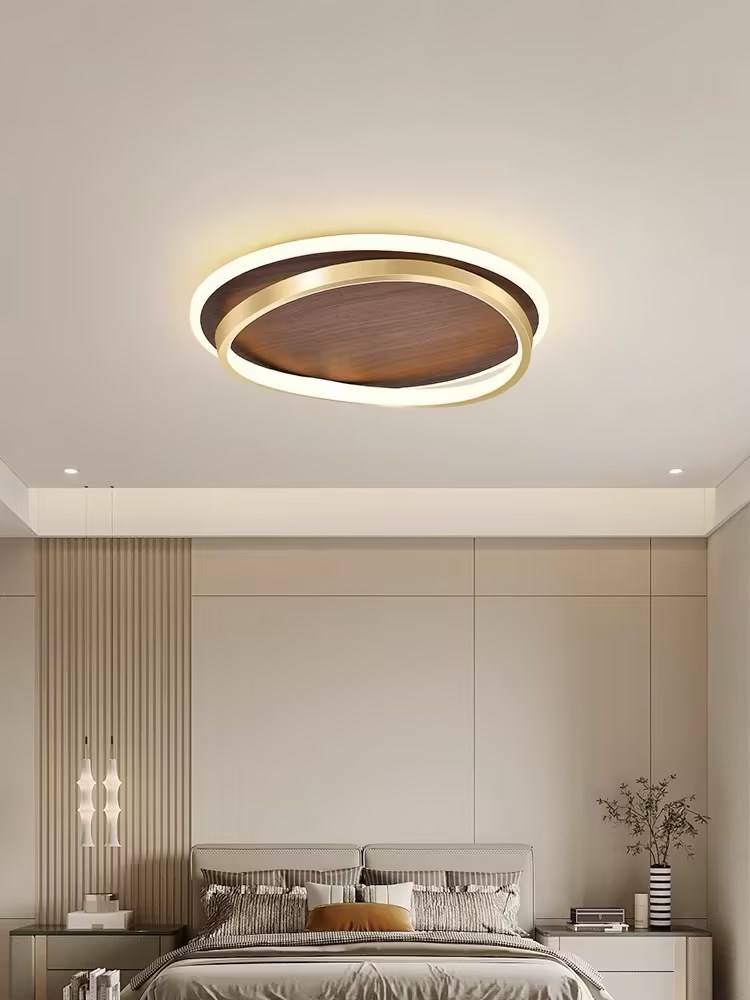 Royelux Dimmable LED Ceiling Light with Walnut Finish - Modern Minimalist Home Decor