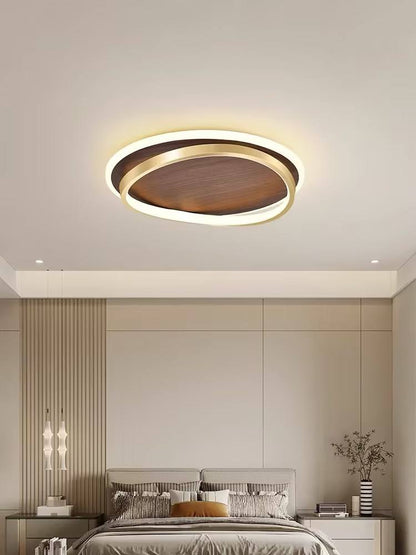 Royelux Dimmable LED Ceiling Light with Walnut Finish - Modern Minimalist Home Decor