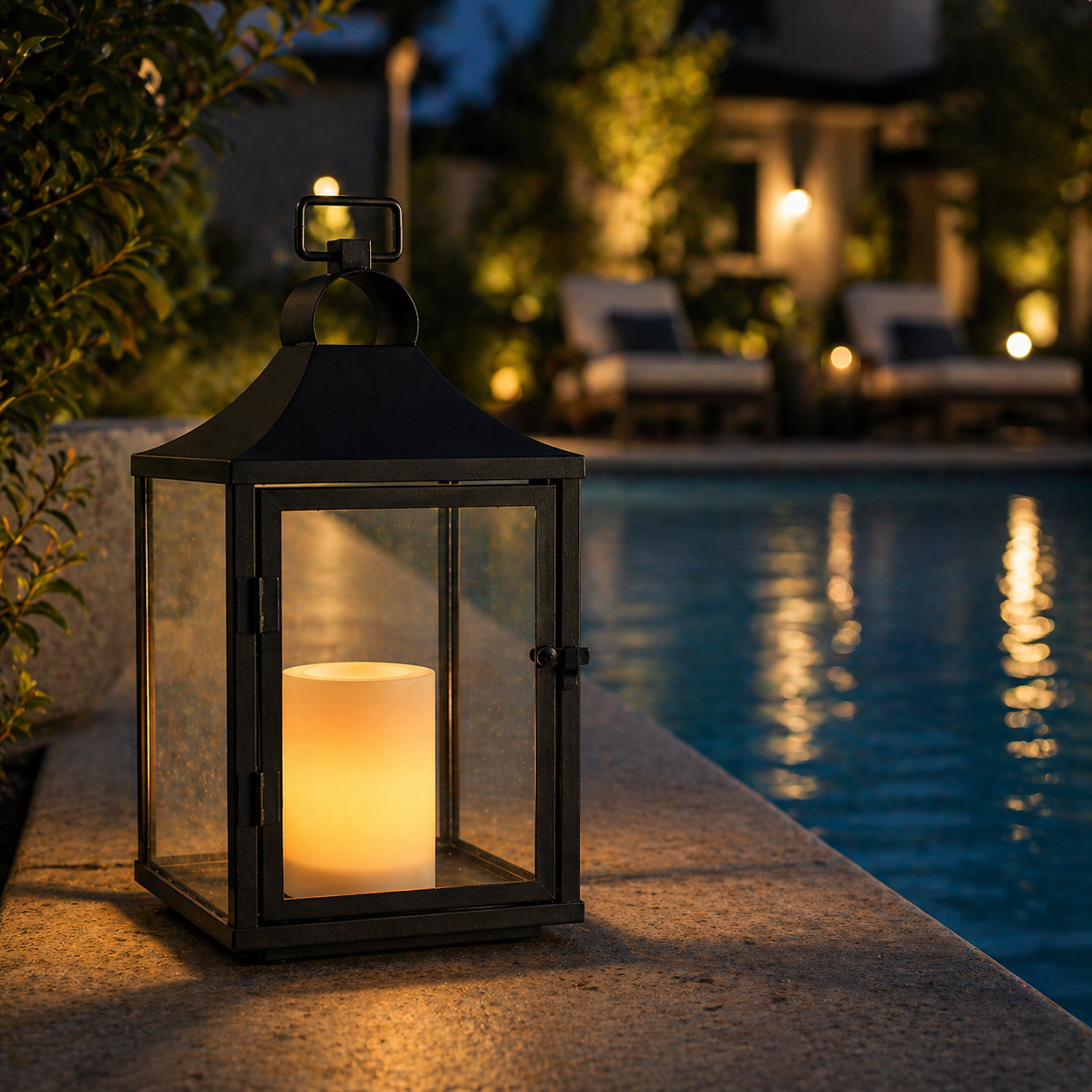 H14 Inch Classic Farmhouse Outdoor Solar Lantern with Flickering LED Candle Black Metal Decorative Lantern with Tempered Glass Hanging Lantern for Patio Porch Garden Table 1