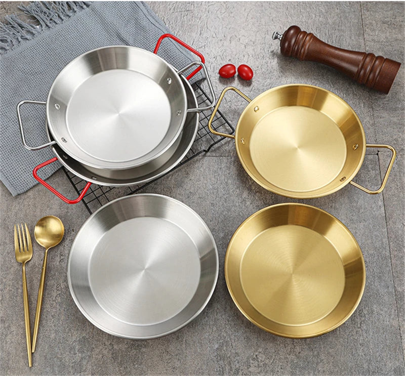 Royallure Stainless Steel Cooking Pot & Frying Pan with Double Handle Kitchen Tray