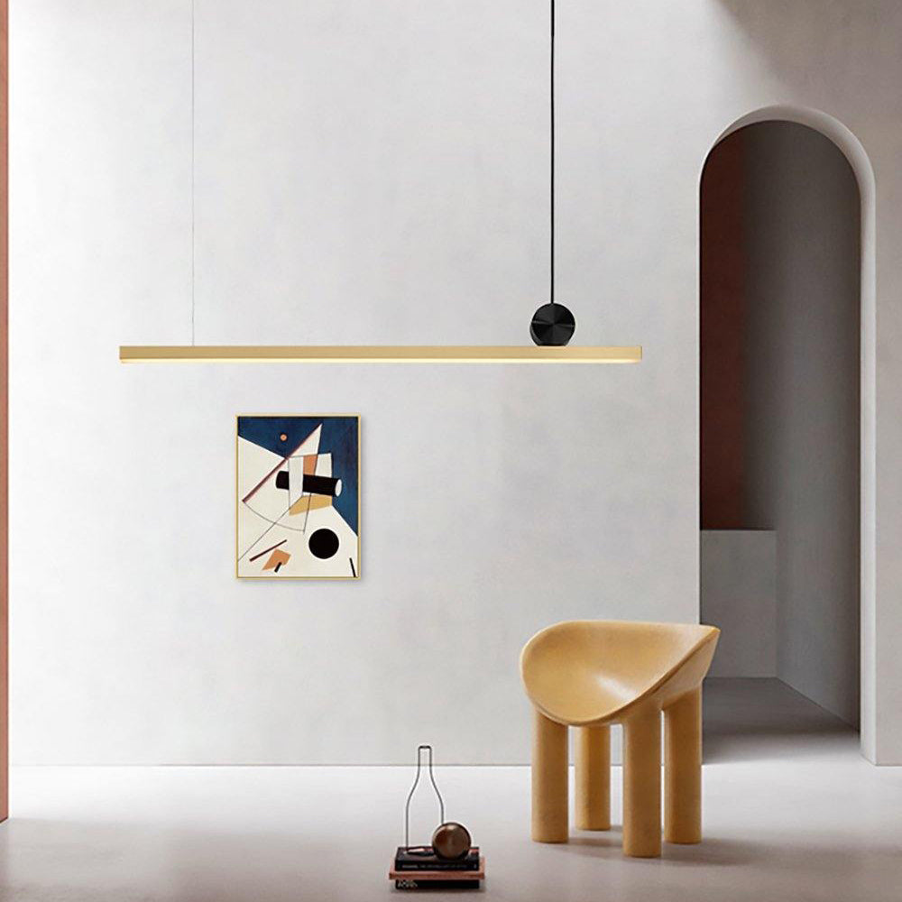 LuxRoyale Modern Linear Pendant Light Bar with Black Orb Accent