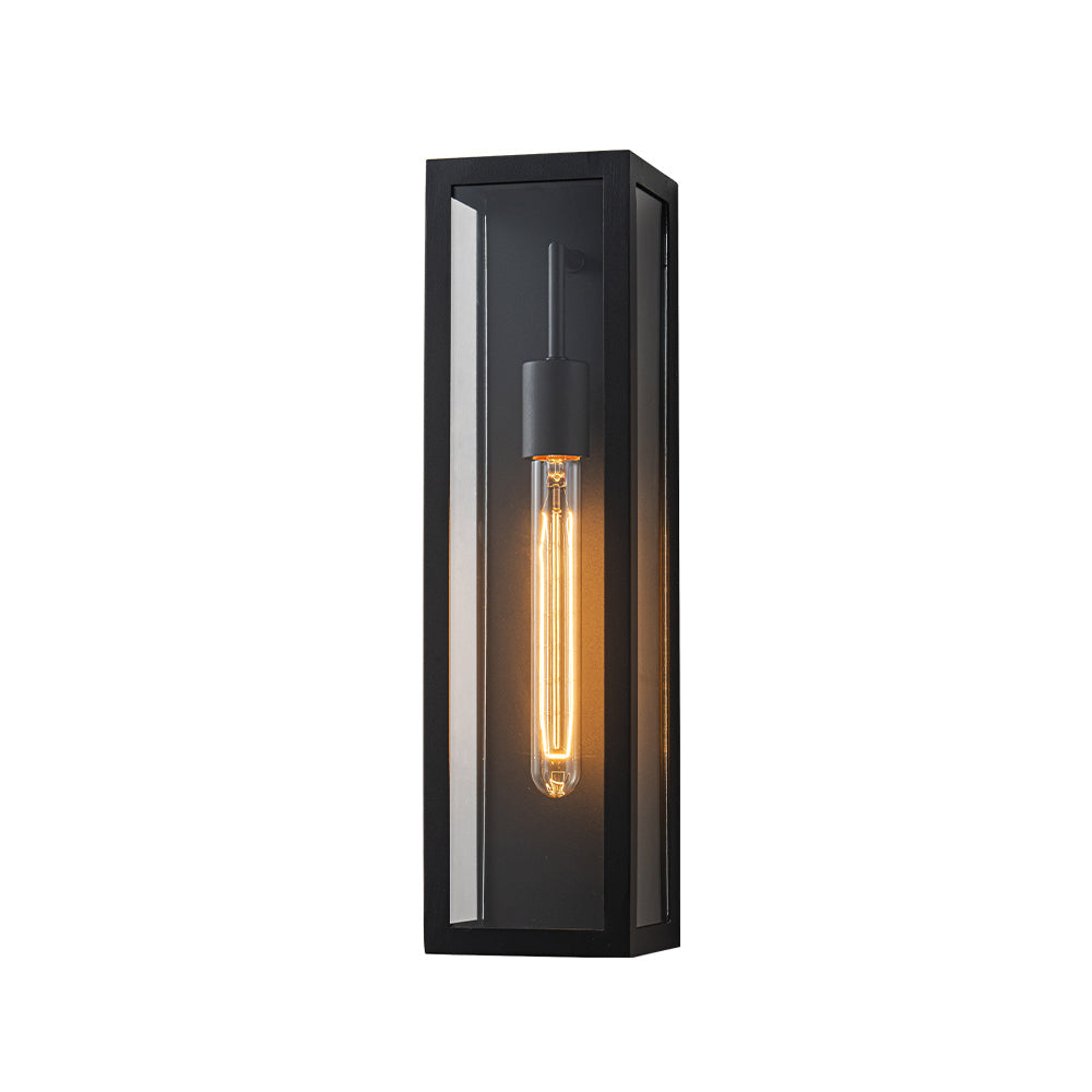 H18" 1-Light Modern Minimalist Black Outdoor Wall Lantern with Clear Glass Dusk to Dawn Outdoor Exterior Wall Light Open Bottom Wall Sconce for Porch Garage Entryway 0