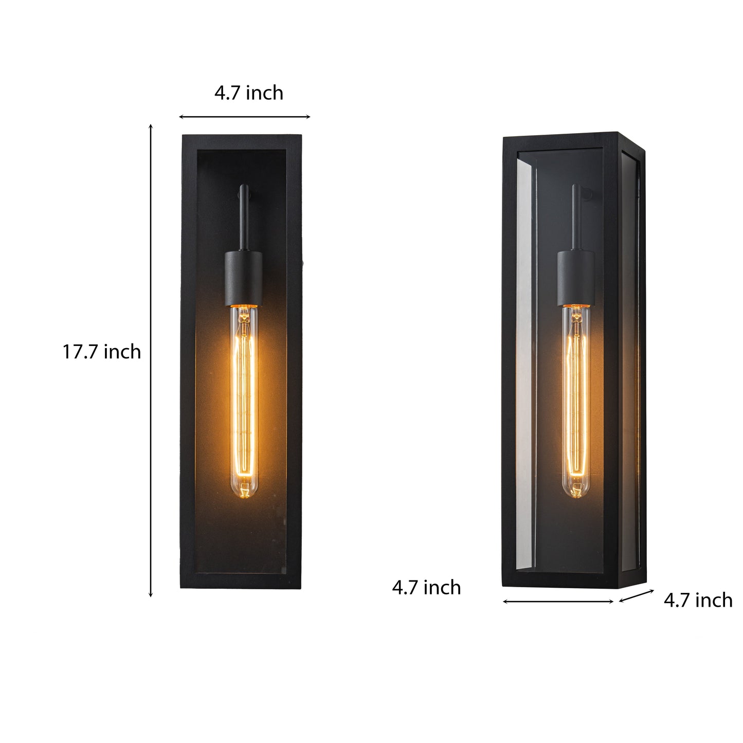 H18" 1-Light Modern Minimalist Black Outdoor Wall Lantern with Clear Glass Dusk to Dawn Outdoor Exterior Wall Light Open Bottom Wall Sconce for Porch Garage Entryway 2