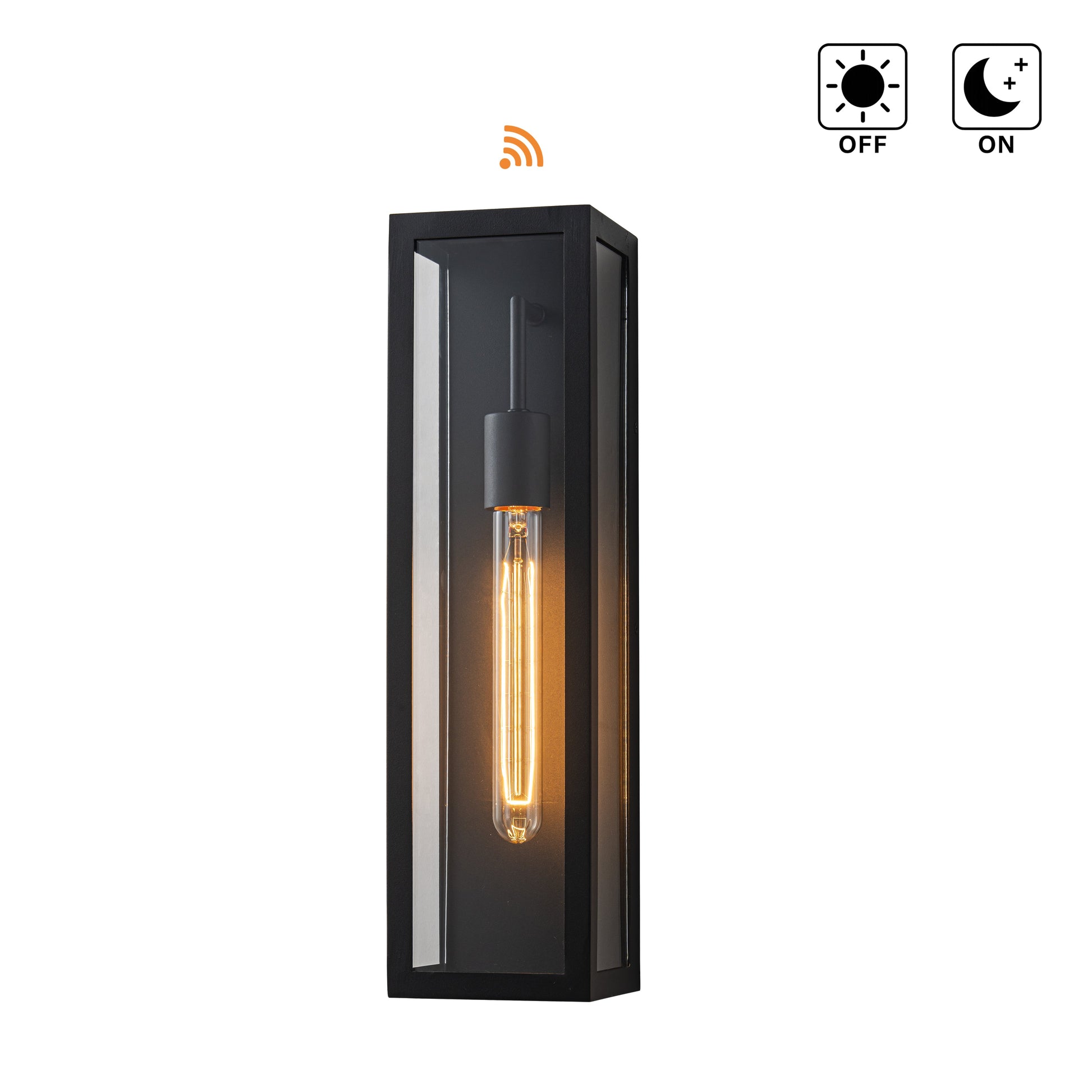 H18" 1-Light Modern Minimalist Black Outdoor Wall Lantern with Clear Glass Dusk to Dawn Outdoor Exterior Wall Light Open Bottom Wall Sconce for Porch Garage Entryway 3