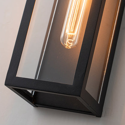 H18" 1-Light Modern Minimalist Black Outdoor Wall Lantern with Clear Glass Dusk to Dawn Outdoor Exterior Wall Light Open Bottom Wall Sconce for Porch Garage Entryway 4