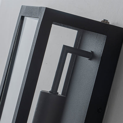 H18" 1-Light Modern Minimalist Black Outdoor Wall Lantern with Clear Glass Dusk to Dawn Outdoor Exterior Wall Light Open Bottom Wall Sconce for Porch Garage Entryway 5