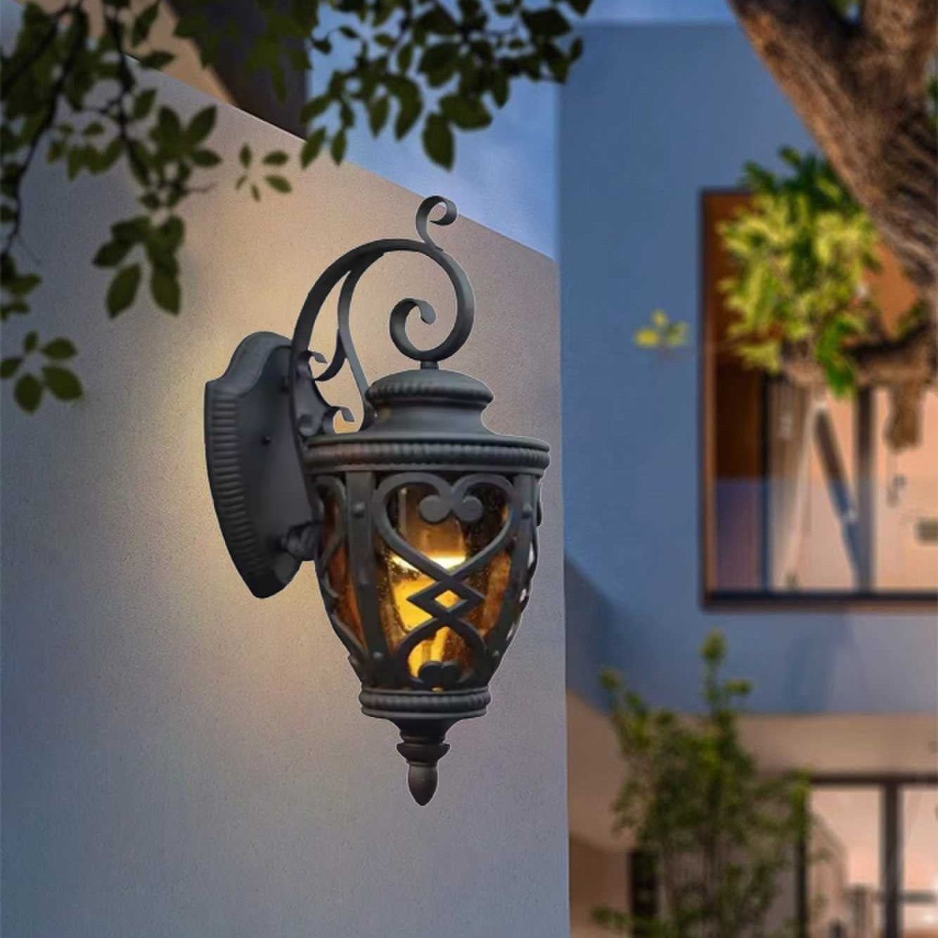 LuxRoyale Vintage Outdoor Wall Sconce with Bubble Glass & Aluminum Frame-IP33 Waterproof