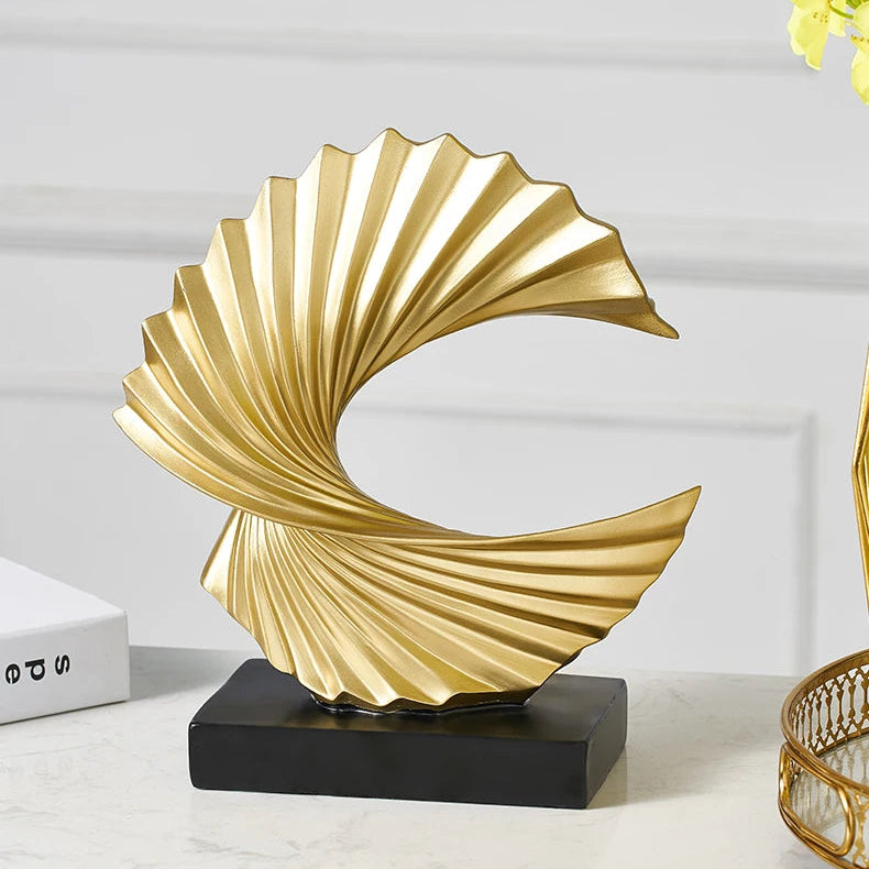 RoyaleGlow Modern Abstract Gold Sculpture for Home Decor - Elegant Resin Art Figurine