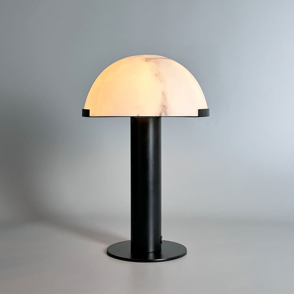 RoyaleGlow Dimmable Alabaster & Metal LED Table Lamp for Bedroom & Living Room