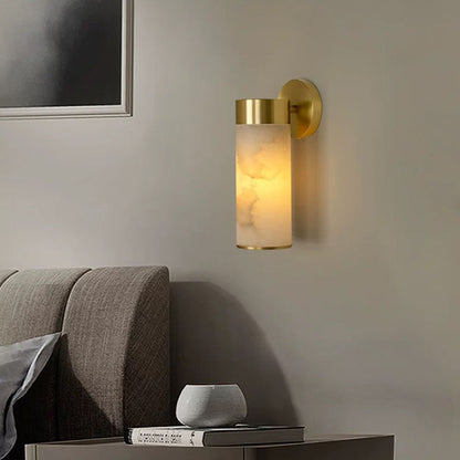 RoyaleGlow Modern Brass & Alabaster Wall Sconce - Elegant Up/Down Lighting