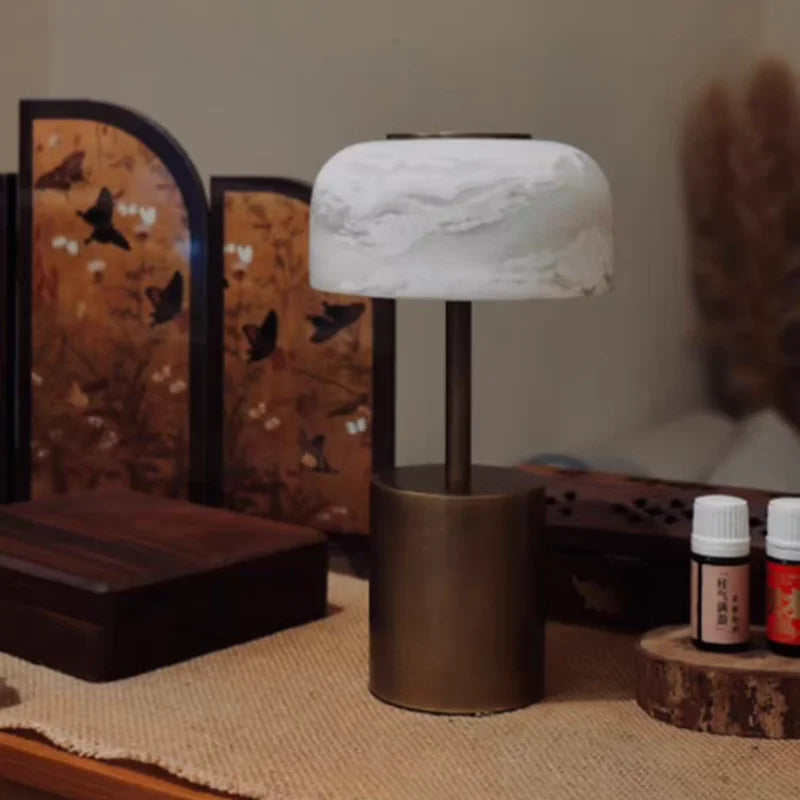 RoyaleGlow Rechargeable Marble Table Lamp - Cordless Dimmable LED for Home & Hotel
