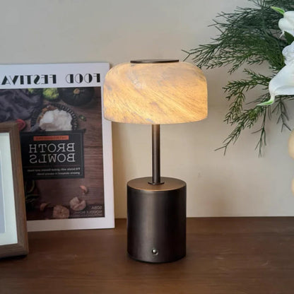 RoyaleGlow Rechargeable Marble Table Lamp - Cordless Dimmable LED for Home & Hotel