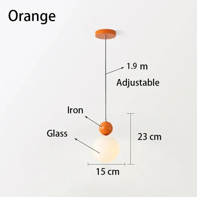 RoyaleGlow Mid-Century Modern Glass Globe Pendant Light - Single Ceiling Lamp
