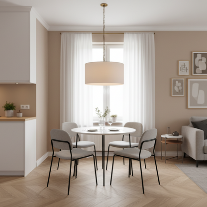 Royelux Modern Farmhouse White Linen Drum Pendant Light