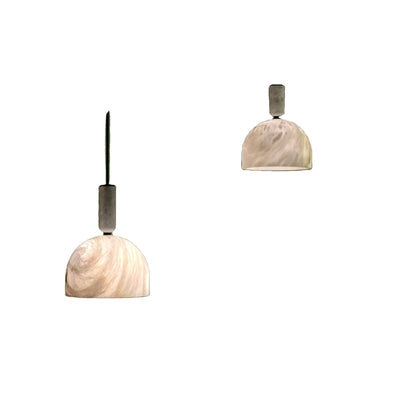 RoyaleGlow Modern Alabaster Pendant Light - Natural Stone & Copper Hanging Lamp