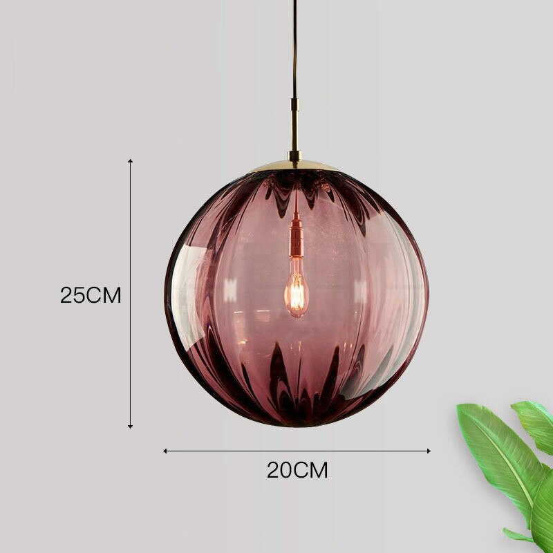Royallure Glass Ball Colored Pendant Light - Unique Home Decor Fixture - Smoke / 6 Inches/15CM